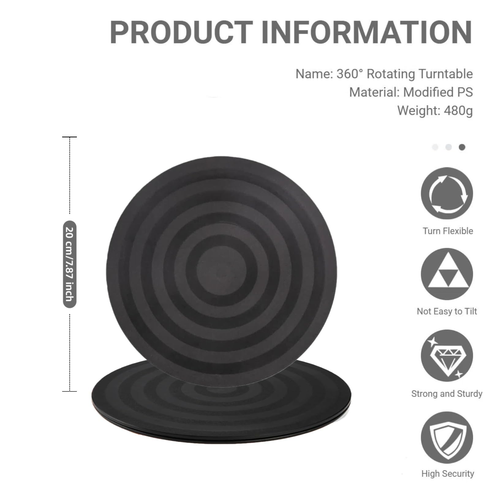 Heavy Duty Tourne-Disque Rond Rotatif,Plateau Tournant Universel Noir,Support Plaque Tournant Rotatif pour Travaux Manuels,Aérographe,Peinture,Téléviseurs à Écran Plat,Haut-parleurs