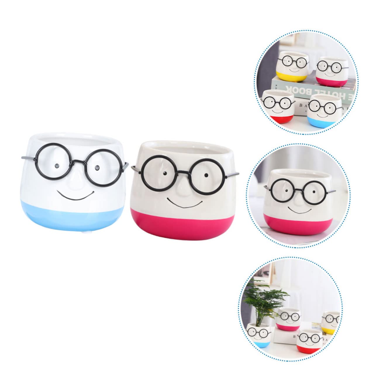 2 szt. Doniczki Donice na twarz Doniczki Wazon Ceramiczne doniczki na orchidee Ozdobne pojemniki Donice na rośliny doniczkowe Mała doniczka ceramiczna Ceramika Delikatna doniczka Sukulenty Kwiaty doni