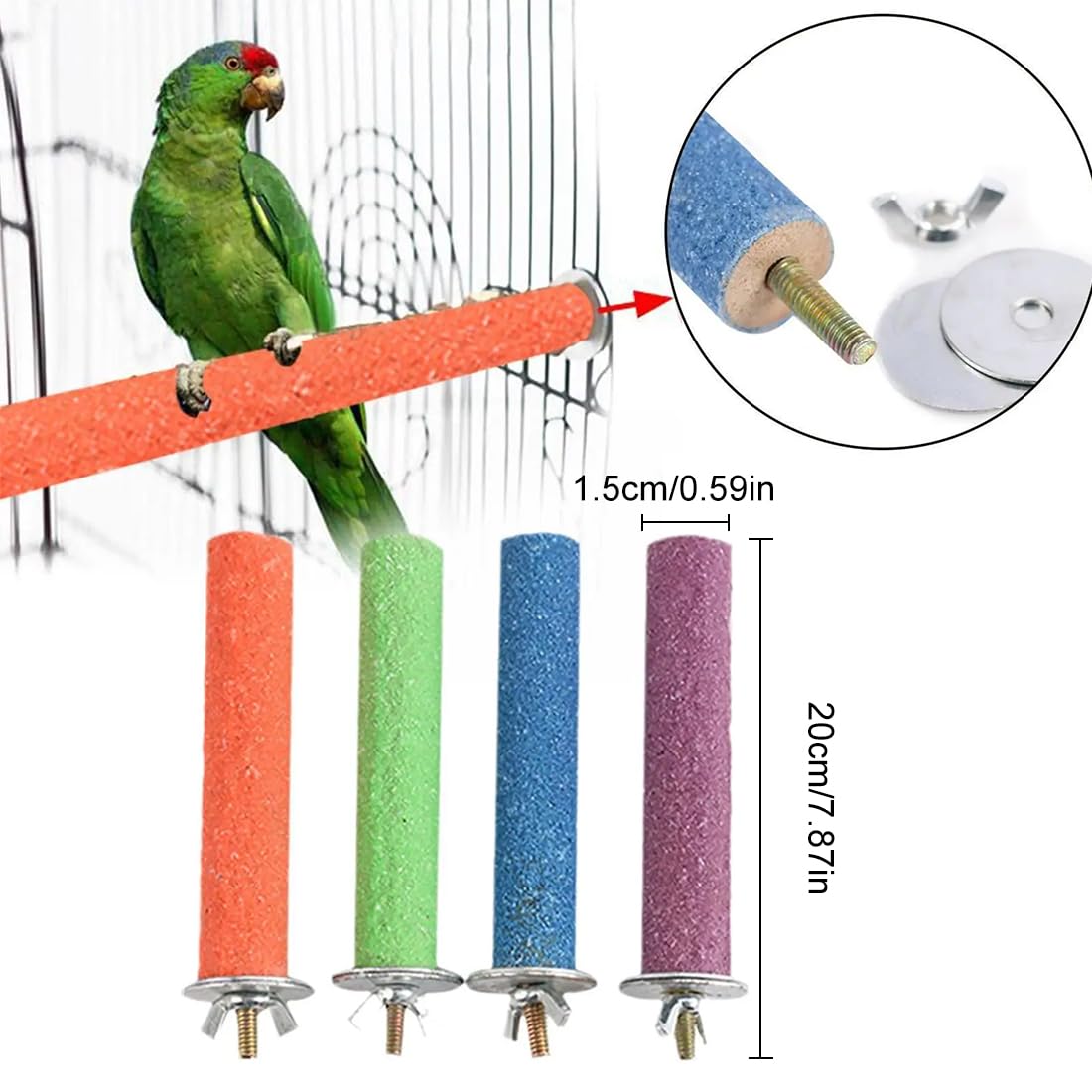 4 pièces Perchoirs pour Cages à Oiseaux, Perroquet Cage Perche, perchoirs pour Petits Oiseaux, pour perruches Canaries, bâtons Support Bois pour Perroque