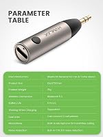 HVMLAK Bluetooth 5.3 Aux Adapter 3.5 mm Jack Csatlakozóval - Autós Kihangosító és Zenelejátszó, 6 Órás Akkumulátor, Kompakt Fém Ház 6