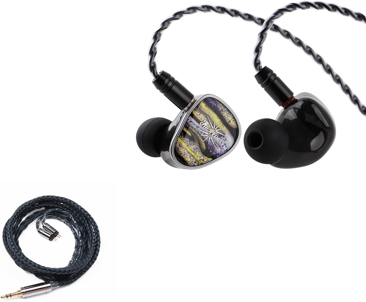 Linsoul Kiwi Ears Étude in Ear Monitor, 3BA+1DD+1BN Hybrid Driver IEM Earphones Tripowin Zonie IEM Cable, 16 Core Silver Plated Earphone Upgraded Cords