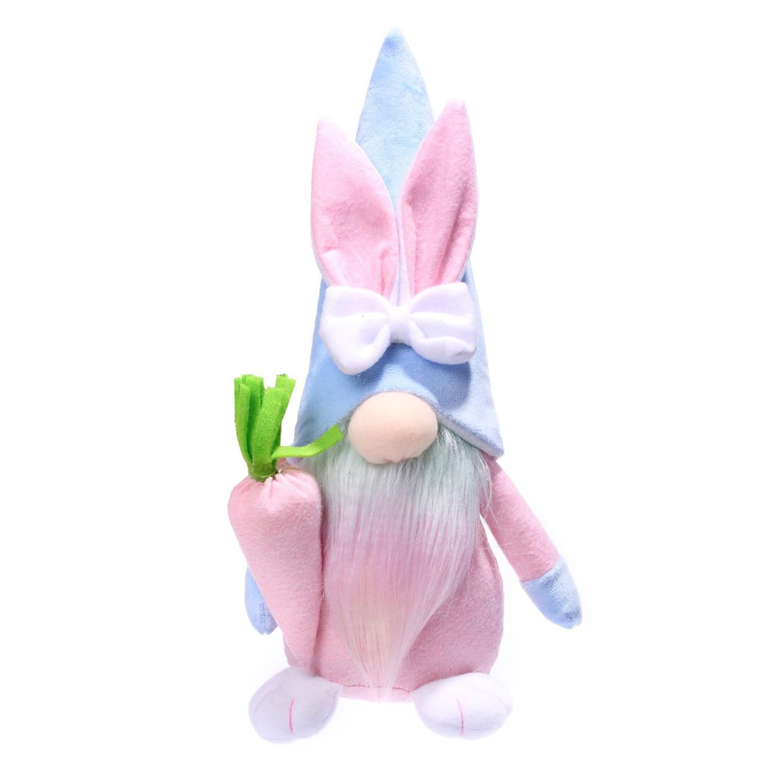 ReheyreEaster Gnome Bunny, Pink Cute Handmade Rabbit Ear Faceless Plush Dwarf Figurine Ornament with Easter Egg Carrot and Bow Decor GIft for Easter Girls Womens Ladises Decor Men