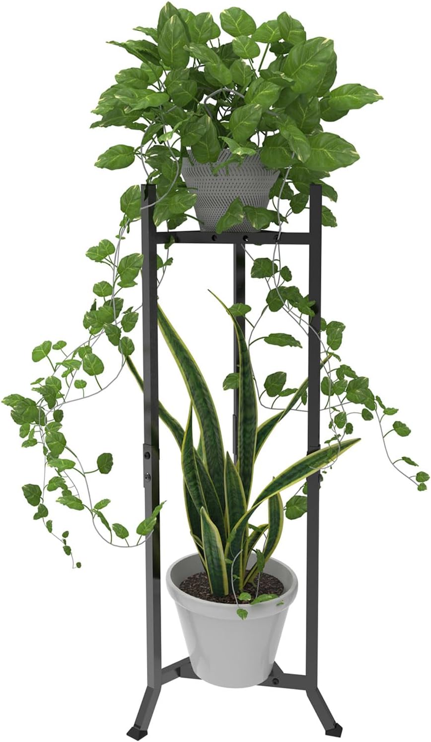 2 Tier Plant Stand Indoor Outdoor, Heavy Duty Metal Shelf Flower Storage Plant Holder for Patio Living Room Balcony Garden, No Wobble Design (No Pots)
