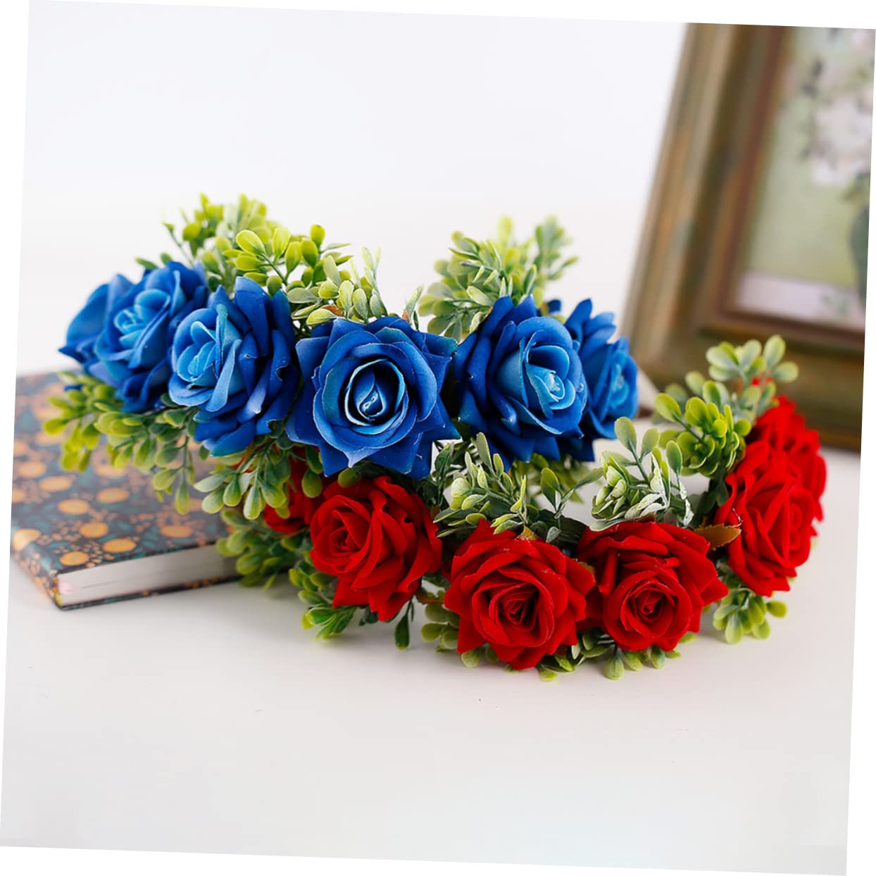 FOMIYES 3piezas Diadema Floral De Rosas Rojas Artificiales Para Bodas Carnaval y Fiestas Accesorio De Cosplay Para Niñas y Novias Para Sesiones De Fotos
