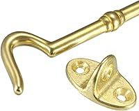 Vista 4 de uxcell Ganchos de cabina de 6 pulgadas, pestillo de ojo, puerta de puerta, gancho giratorio de latón para ventana con tornillos de montaje, dorado 1