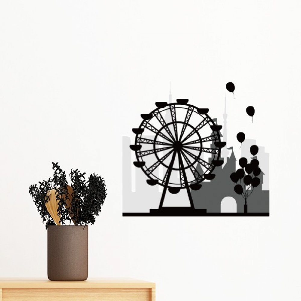 Sticker mural grande roue parc d'attractions adhésif amovible chambre 70cm