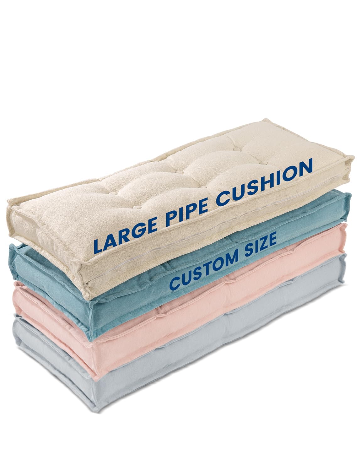 ROFIELTY Custom Bench Cushion, Big Piping Design Bench Cushion, Tufted Button Design Bench Cushions for Indoor Furniture, High Resilience Foam Pellets, Silk Padding, Window Seat Cushions Indoor