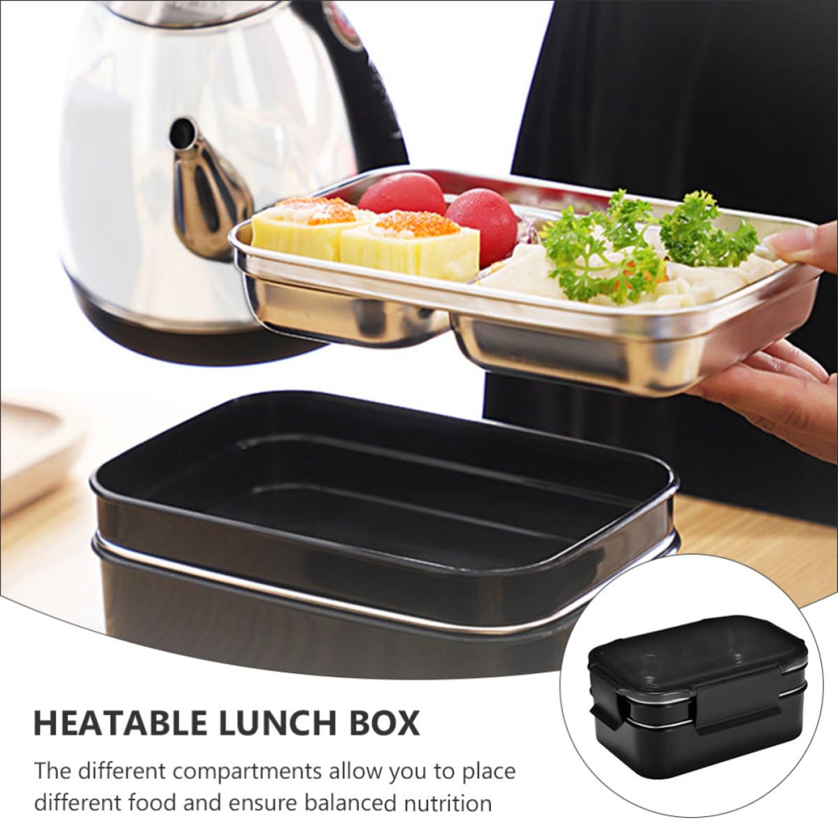 Caja Almuerzo Infantil de Acero Inoxidable con Compartimentos y Bolsa Portátil, Fiambrera Ligera Apta para Microondas con Vajilla Incluida