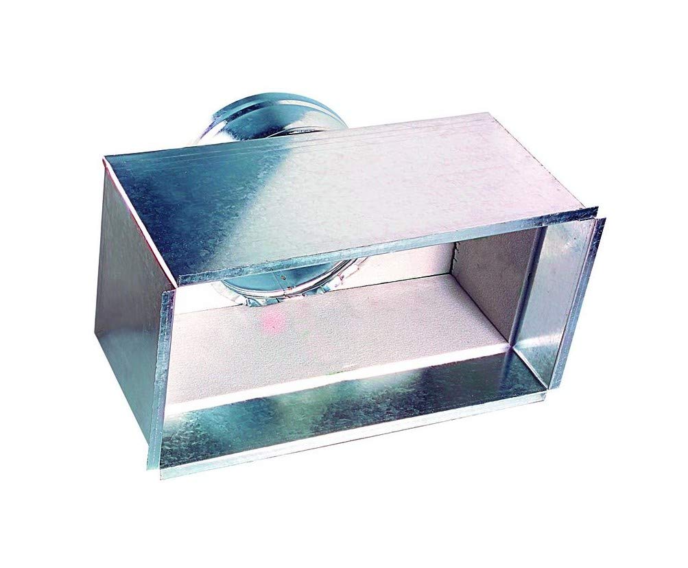 Plenum In Lamiera Zincata Per Camini – Con Griglia Di Aerazione Bianca E Serranda, Bocchetta 100 Mm, Dimensioni Griglia 203x152 Mm, Coibentato