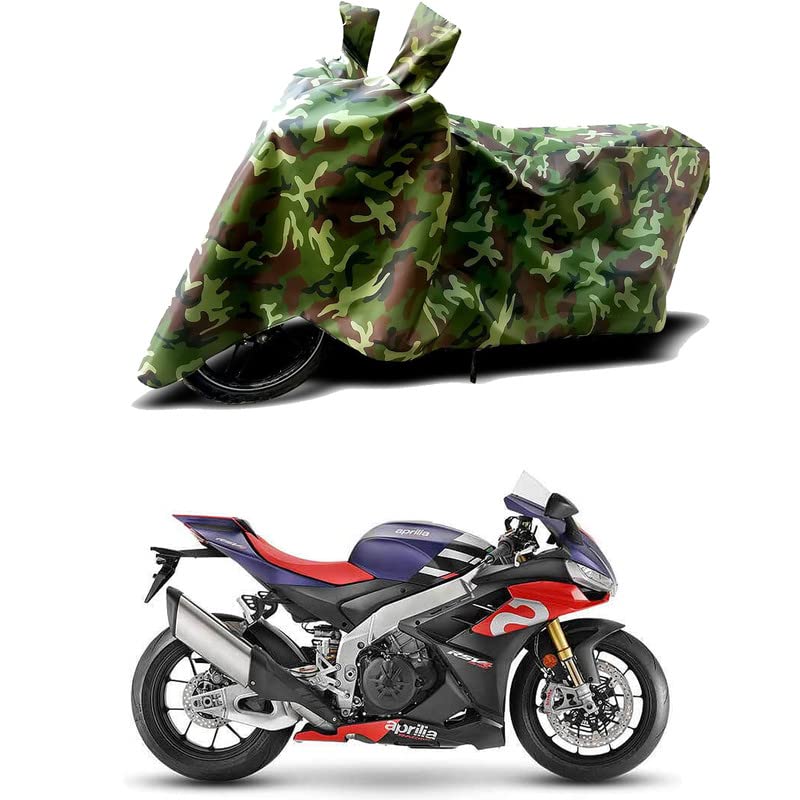 Image of 100% Water Resistant Bike Scooty Two Wheeler Body Cover Compatible for Aprilia RSV4 1100 Factory /UV-Rays /Heat Protection /Birds Dropping /Scratchproof /Dust Proof /Waterproof /All [Green MJ]