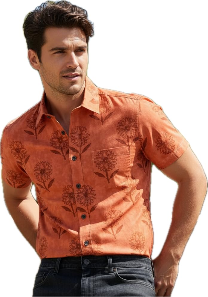 Shirtan Men's Cotton Casual Short Sleeve Shirt – Slim Fit Printed Summer Shirt, Stylish Breathable Vacation & Beach Wear, Trendy Half Sleeve Shirt-image-37