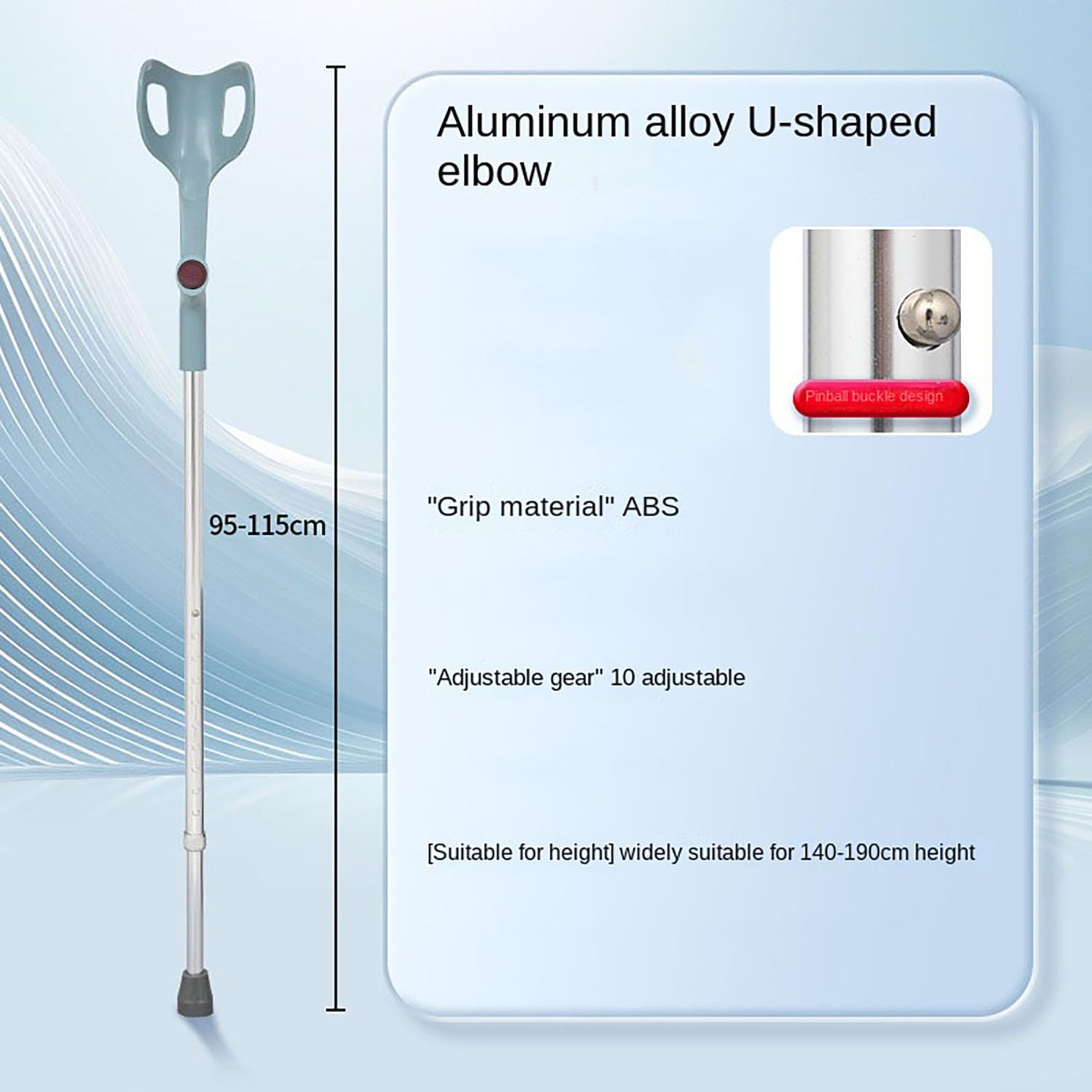 2 stampelle per avambraccio per adulti, stampelle regolabili per adulti, 9-1,2 m, capacità di peso 99,8 kg, cuscino in alluminio ABS leggero, stampelle per camminare per adulti e anziani