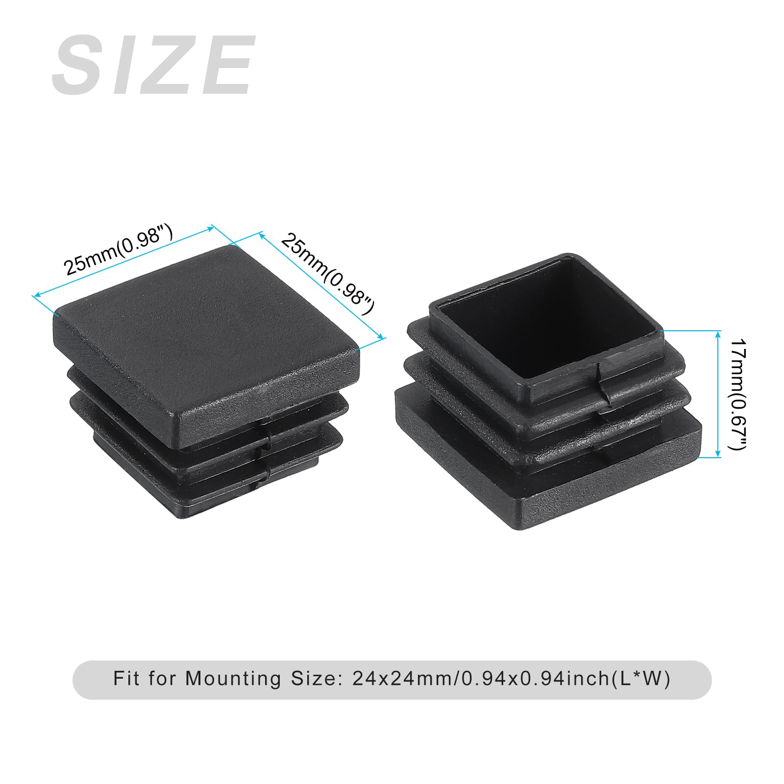 METALLIXITY Square Tube End Cap(25 x 25mm) 20Pcs - Image 2