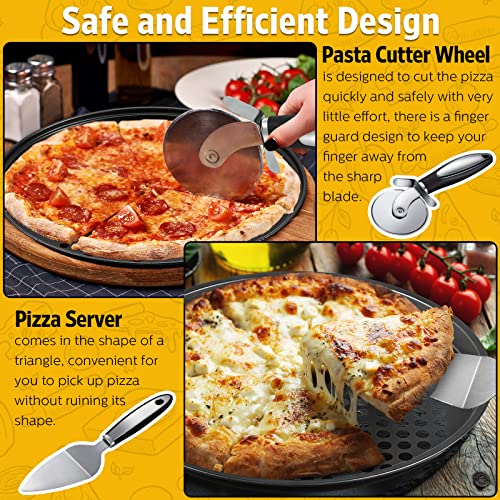 6 Pack 12 Inch Pizza Pans With Holes And Pizza Cutter Wheel Pizza Server, Nonstick Carbon Steel Pizza Tray For Oven Bakeware Pizza Pan For Oven Large Round Pizza Pans For Home Restaurant Kitchen #TOP2
