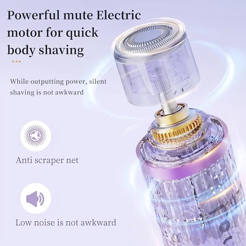 Image of Hewan 2-in-1 Facial Hair Remover & Bikini Trimmer for Women - Electric Shaver for Face, Legs, Underarms & Pubic Hair, Wet & Dry Use, USB Rechargeable (Purple trimmer)