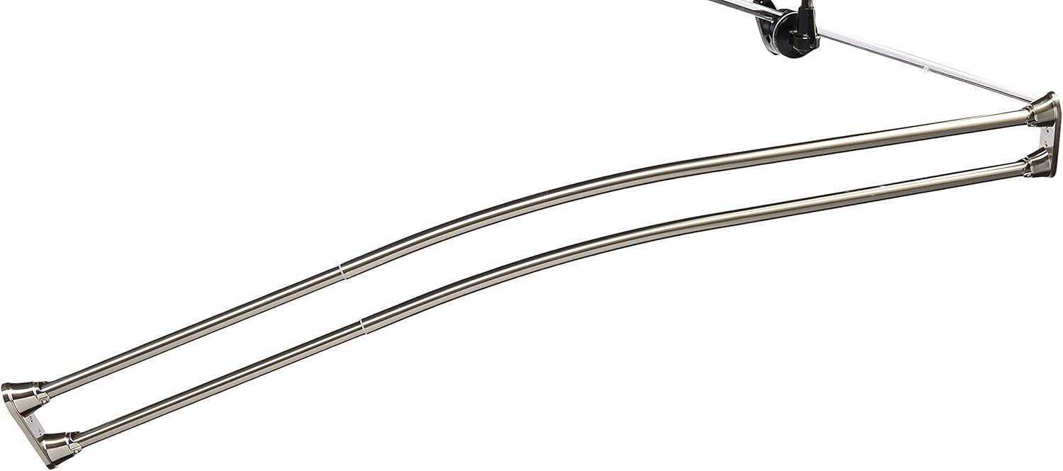 Kingston Brass Edenscape CCD2178 Adjustable (60"-72") Double Curved Stainless Steel Shower Curtain Rod, Satin Nickel