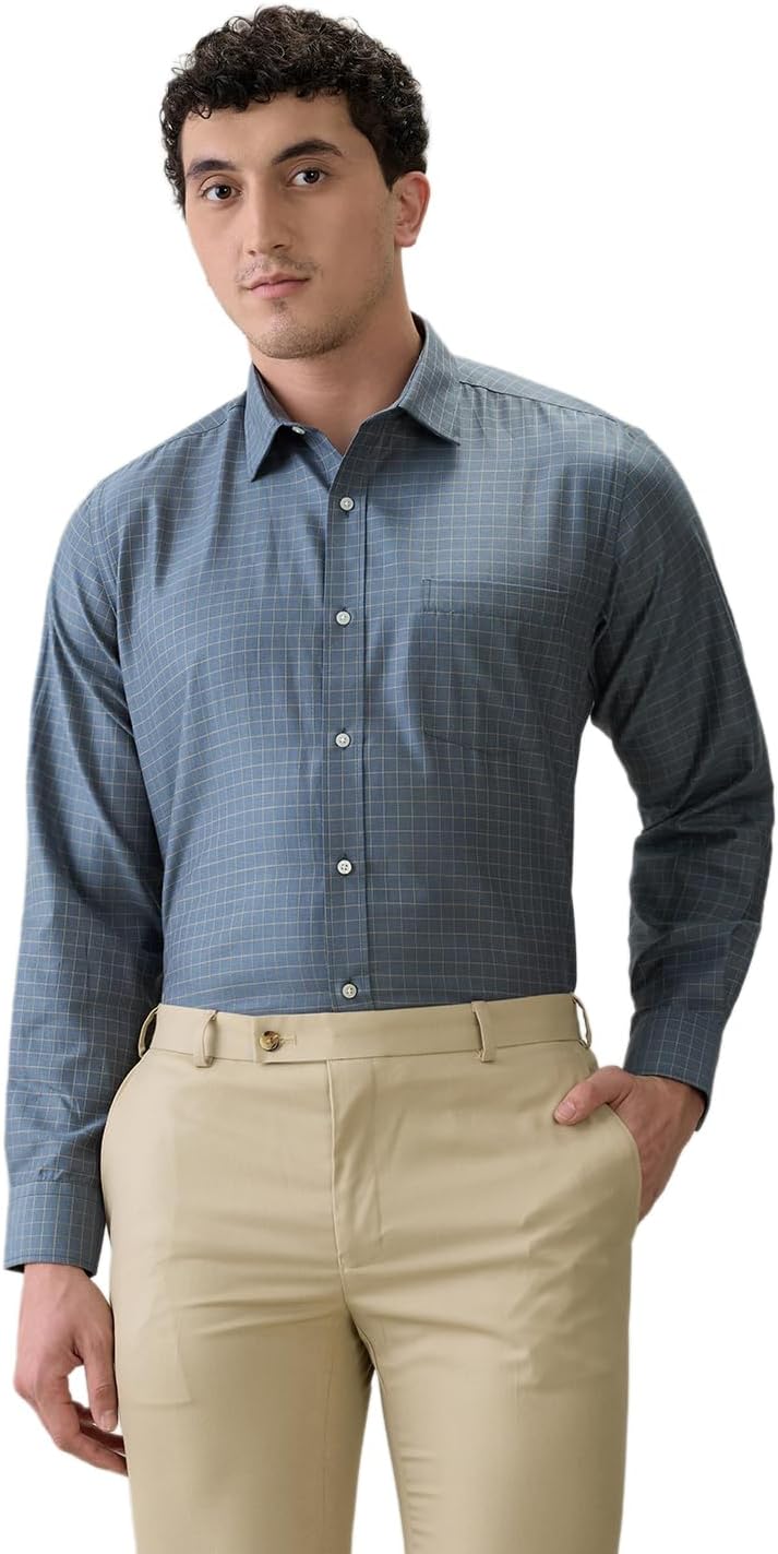 Men Regular Fit Structure Pattern Cotton Polyester Blend Semi Cutaway Collar Full Sleeve Formal Shirt