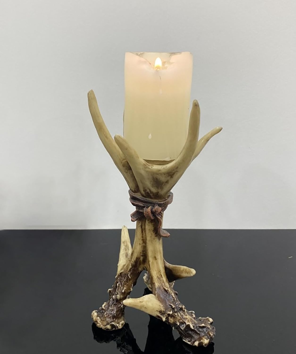 KURKUR Rustic Deer Antler Pillar Candle Holders,Xmas Reindeer Antler Candlestick Christmas Decoration,Antler TeaLight Farmhouse Hunters Decor for Table Centerpieces
