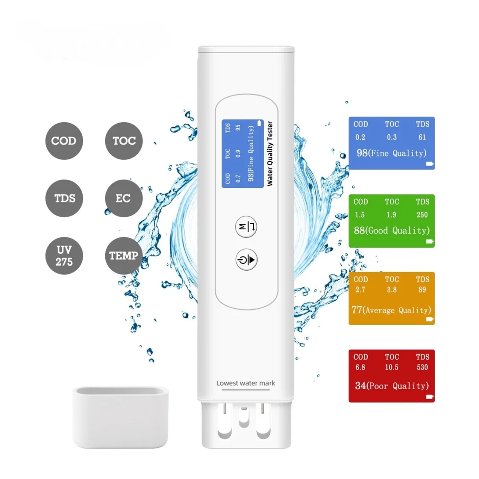 Monitor Digital De Calidad Del Agua UV275, Medidor Temperatura TDS, TOC, DQO, IP67, Electrodo CE, Analizador Rápido Valor Potable