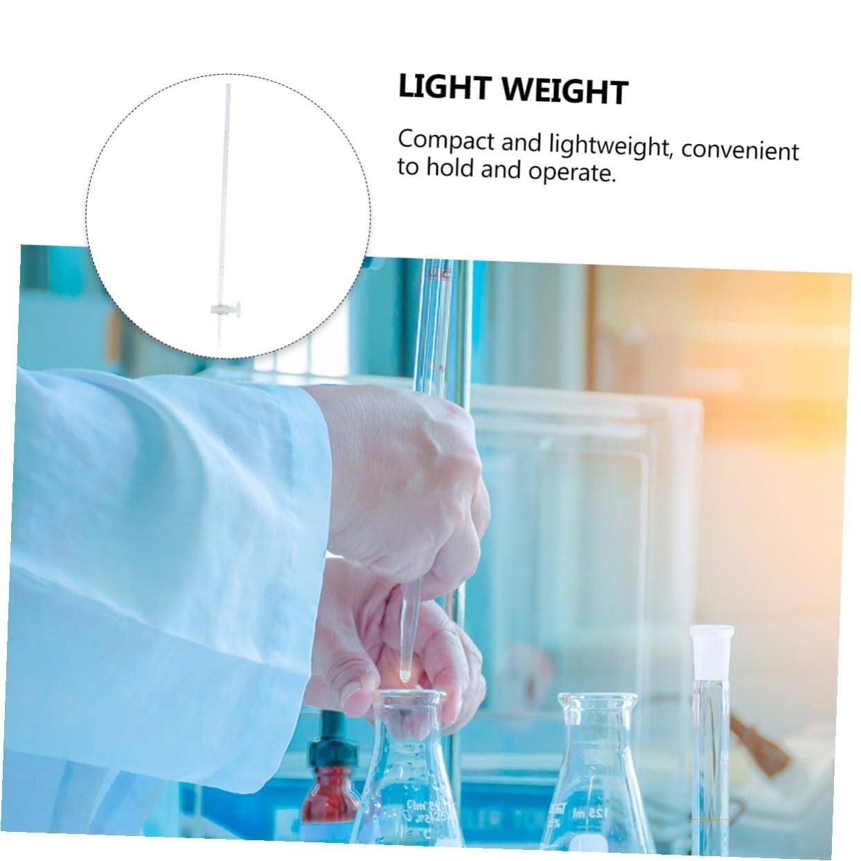 Bureta de Vidrio Borosilicato - Herramienta de Titulación de Laboratorio, Fácil de Usar & Duradera(Transparent,5pcs,25ml)