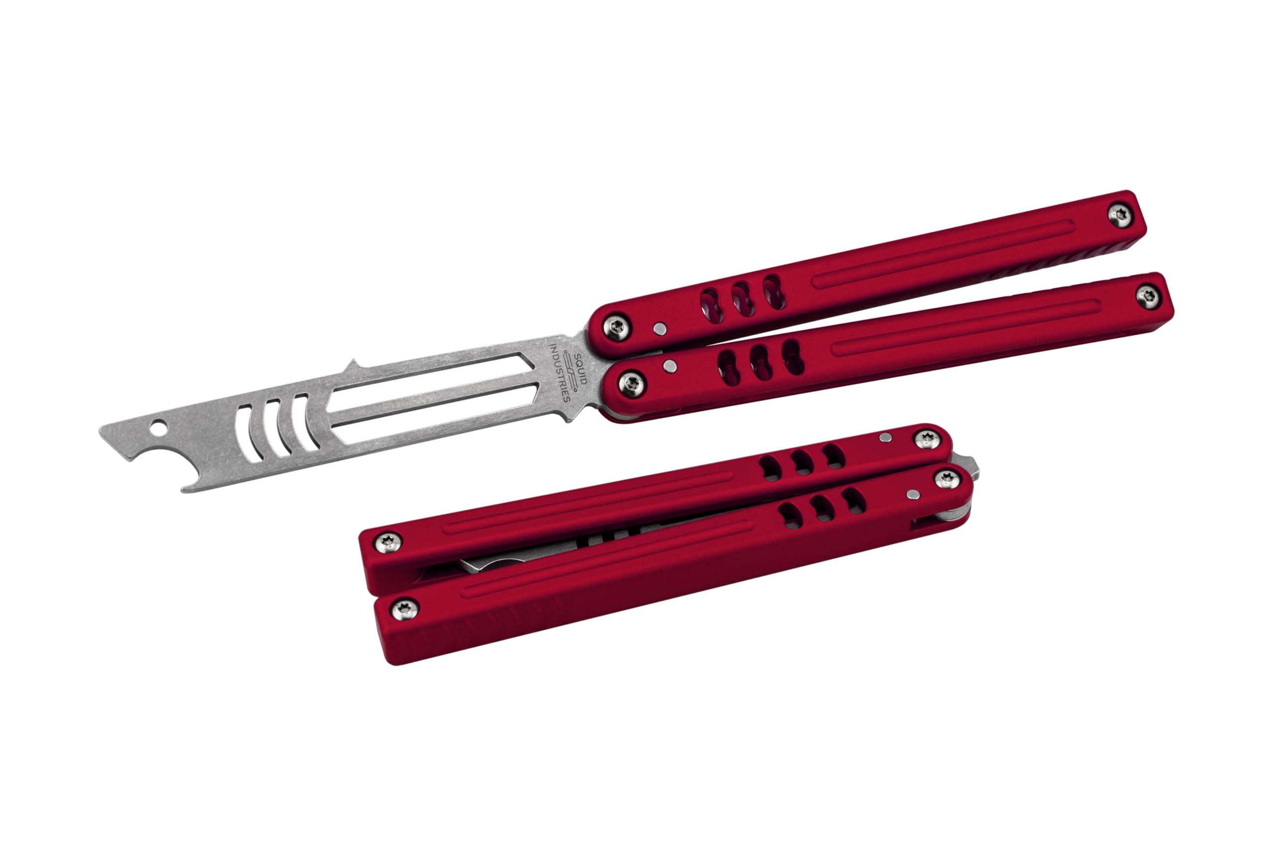 Squid Industries Mako Flaschenöffner V5, 6061 Integralk-Aluminiumgriff, leicht und hervorragende Balance, verbesserte Toleranzen, keine scharfe Kante, perfekt zum Üben oder Flaschenöffnen (Rot)