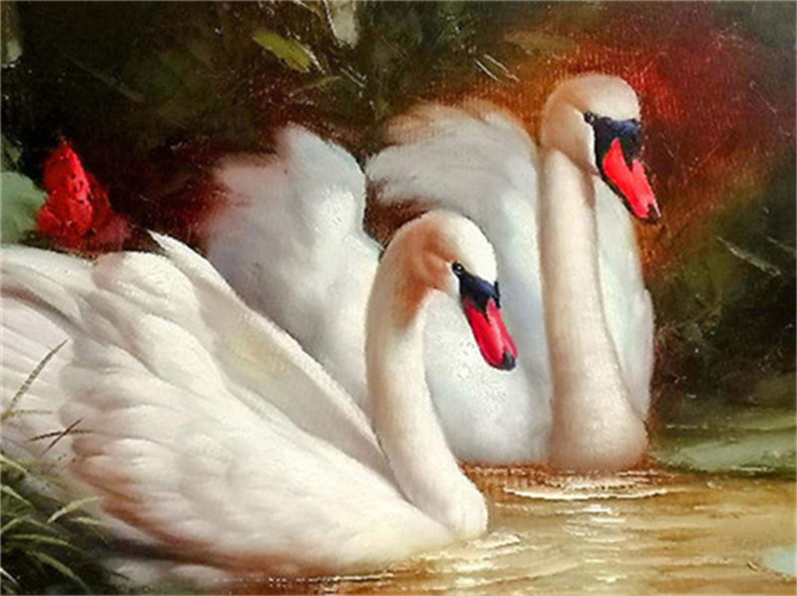 Diamond Painting cigno,5D Full Diamond Dot Art Kit,Diy Quadro con Perline,Kit Pittura Numeri Puzzle Diamanti,Pittura Diamante Strass,Regalo per la Decor Della Casa Soggiorno Square Drill,80x100cm