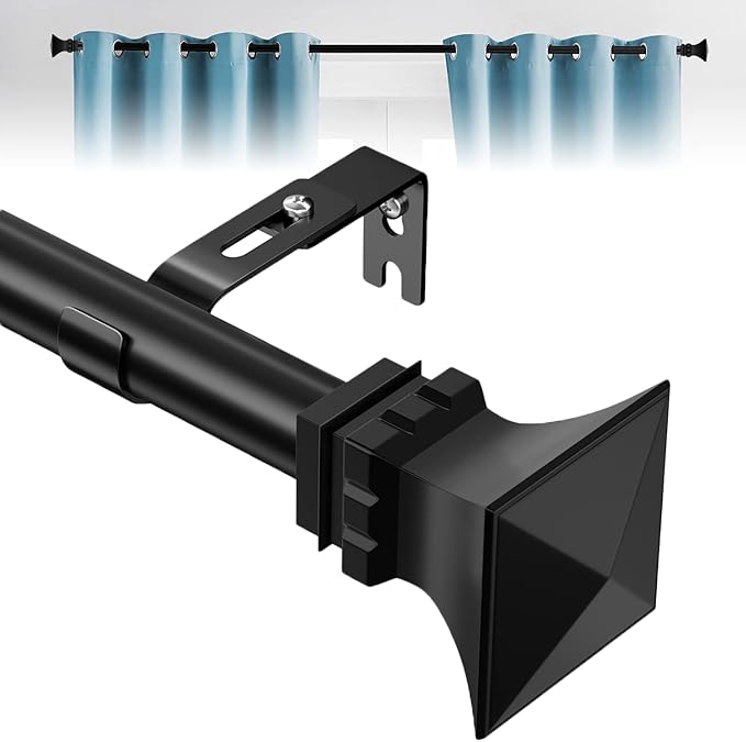 Black Curtain Rods, Heavy Duty Long Curtain Rods for Windows 66 to 150