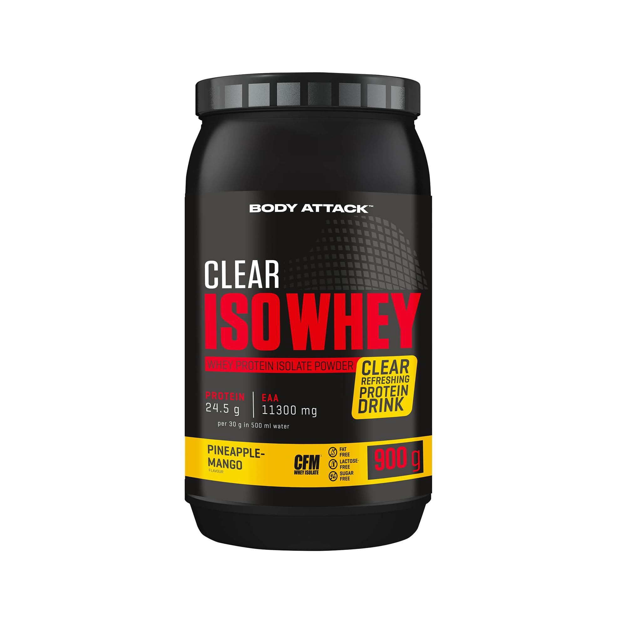 Body Attack Sports Nutrition Clear Iso Whey Pineapple-Mango Flavour, 900 g / 30 Servings