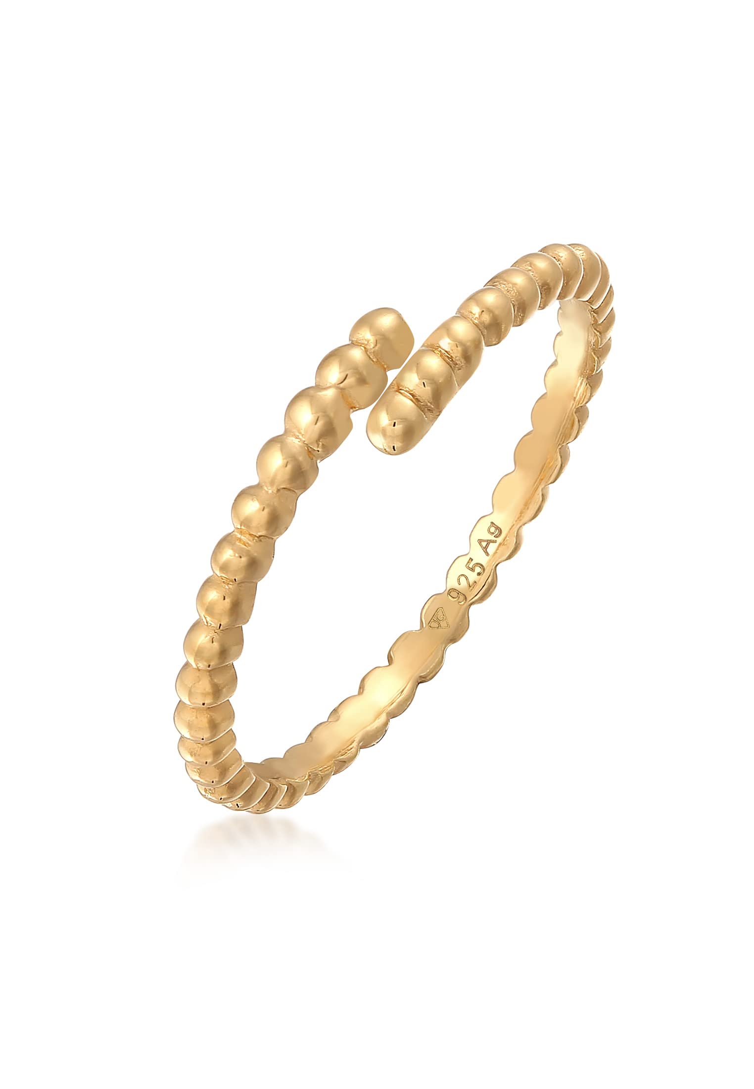 Elli Ring Ladies Band Ball Design Open Adjustable in 925 Sterling Silver Gold Plated