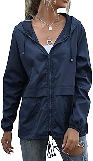 LVCBL Women Ladies Raincoat Lightweight Rain Jacket Hooded Windbreaker With Pockets Zipper