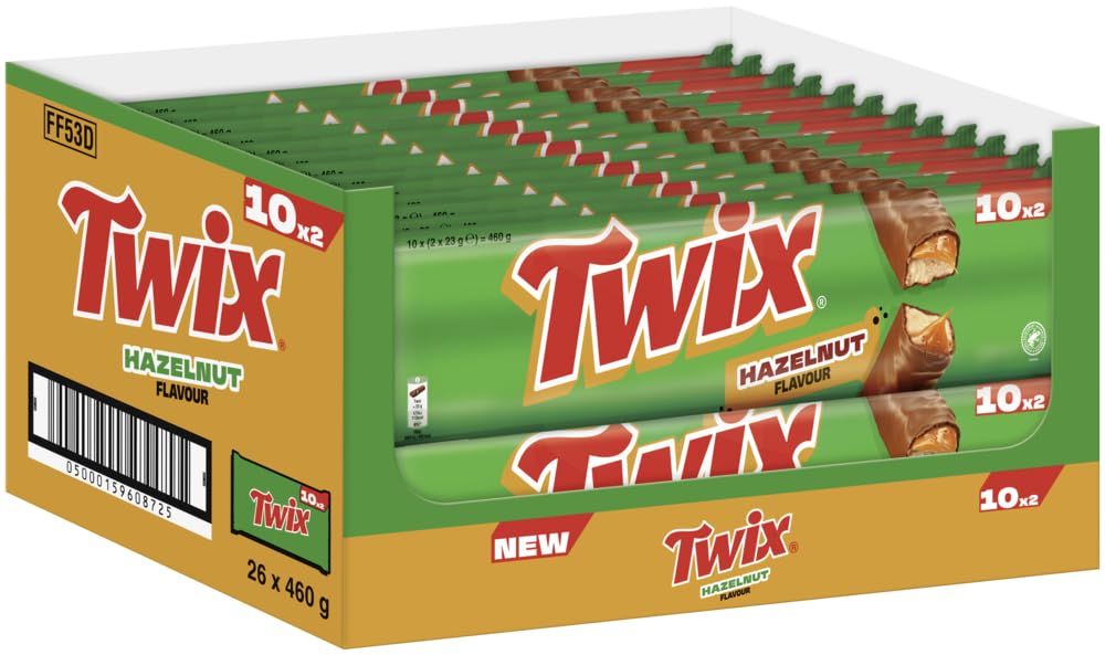 TWIX Multipack Haselnuss 26x 10x46g I Schokoriegel I Karamell auf Keks mit Haselnuss Schokolade