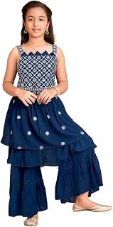 Aarika Girls Ethnic Wear Black Colour Thread Embroidery Kurti Sharara Set Price In India