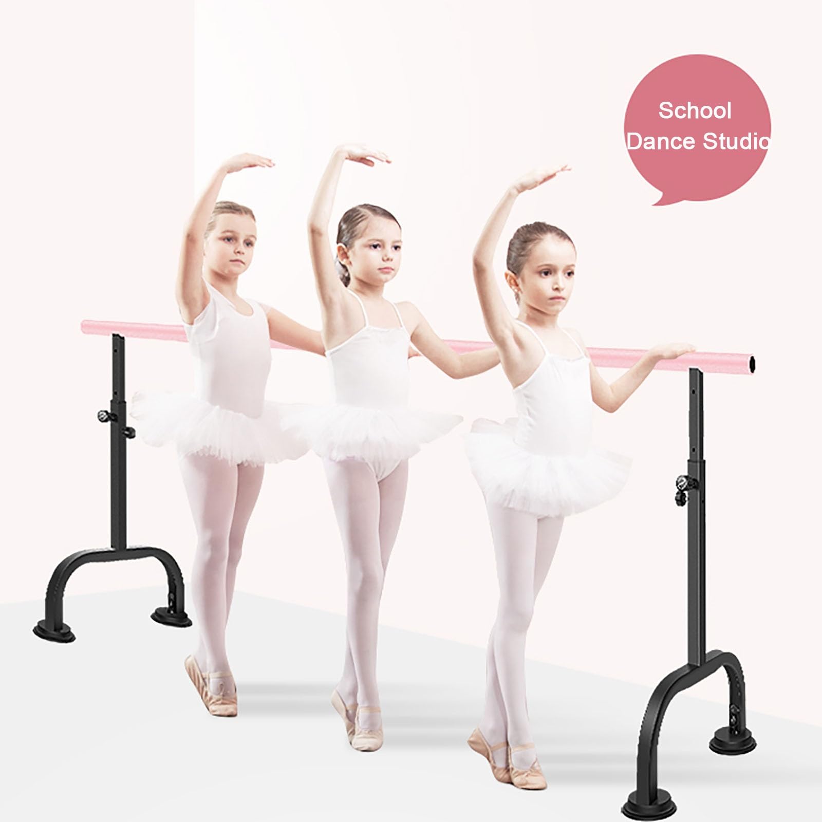 Sbarra Danza, Sbarra Ginnastica Artistica Portatile con Altezza Regolabile di 80-115cm, 4 Potenti Ventose, per Casa, Fitness, Danza Classica