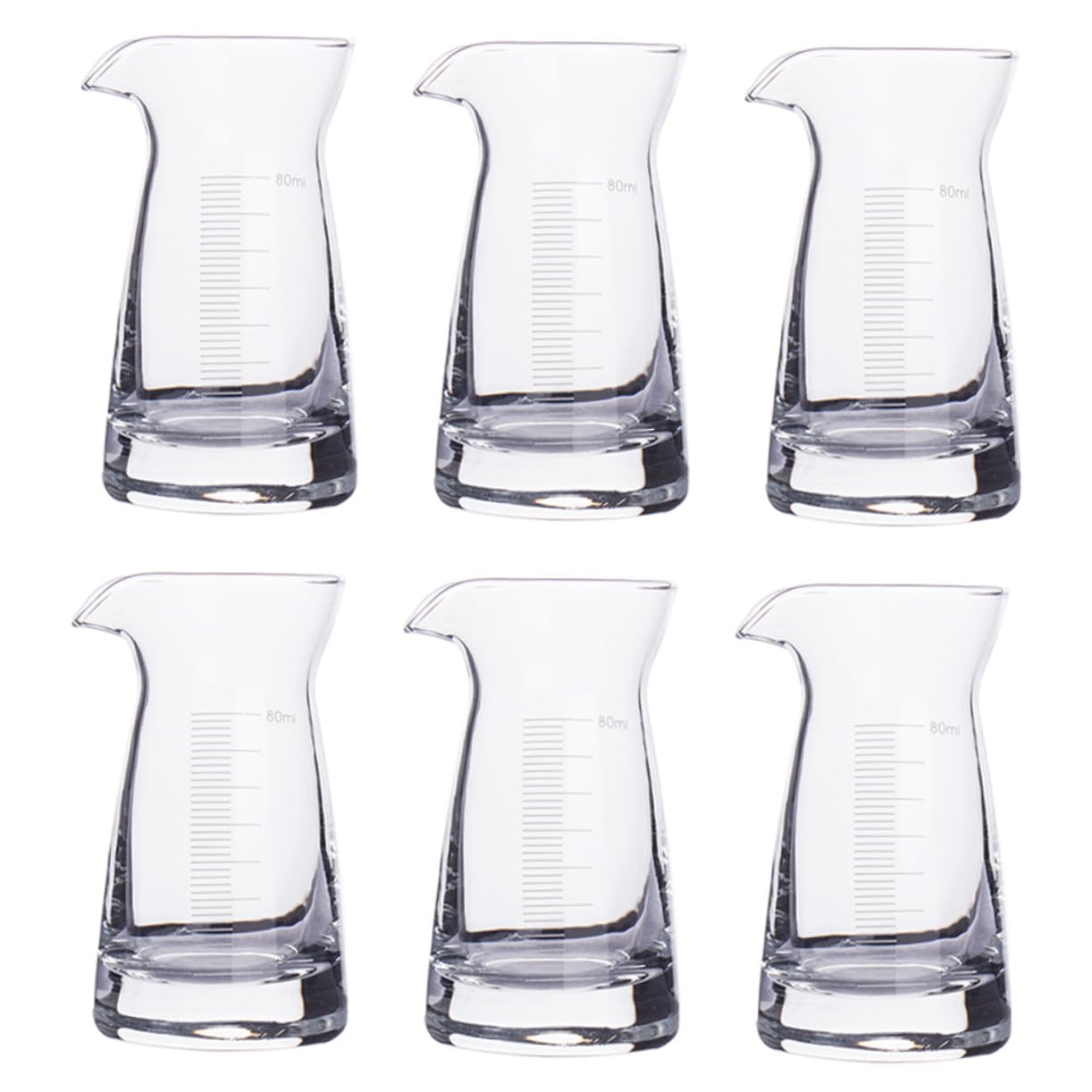 6 Pezzi Bicchieri Misuratori in Vetro con Tacca Graduata Misurino Cocktail Resistente per Liquidi Vodka Whiskey e Drink Bar Superficie Liscia e Trasparente per Misurazioni Precise