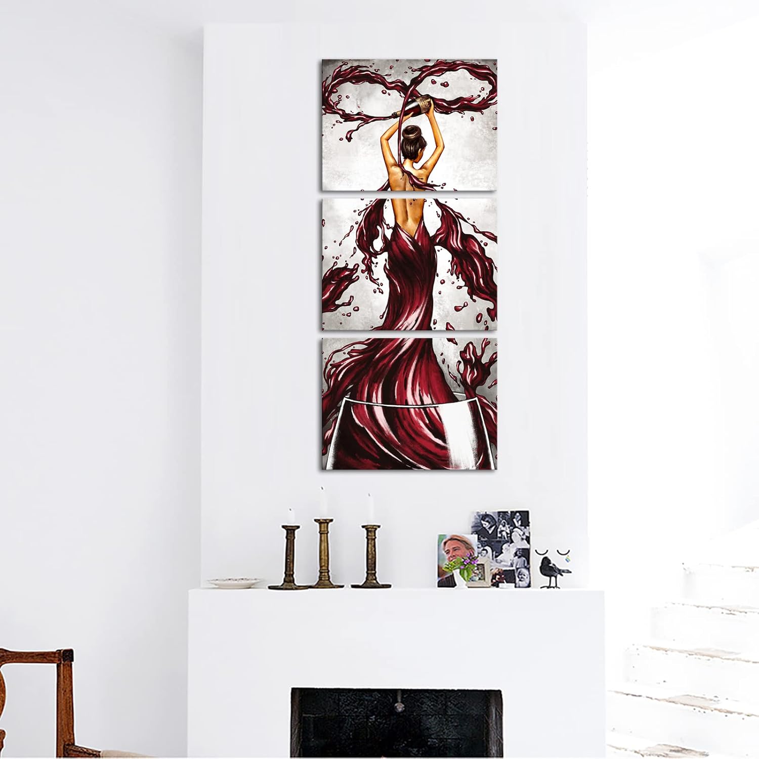KREATIVE ARTS 3 Panels Wall Art Modern Abstract Red Wine Splashing into Glass Oil Painting Canvas Giclee Prints Artwork Pictures for Bar Kitchen Family Dining Room Decor Each Panel 12x16inch (Red)