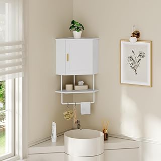 Bathroom Wall Cabinet, Corner Wall Mount Medicine Cabinet with Adjustabl...