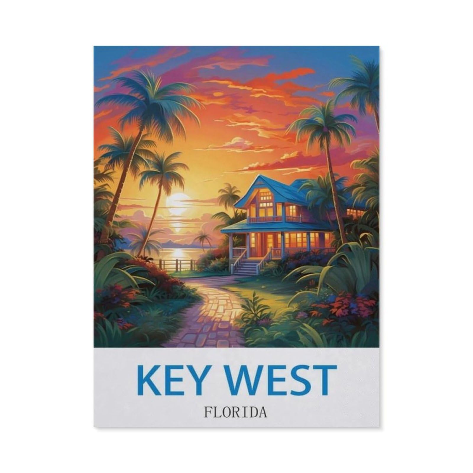 BEAYODKP 5D DIY Diamond Painting，Key West Florida，Art Living Room Wall Decoration Gift（40 x 50 cm/15.74 x 19.68 inches）-CN27
