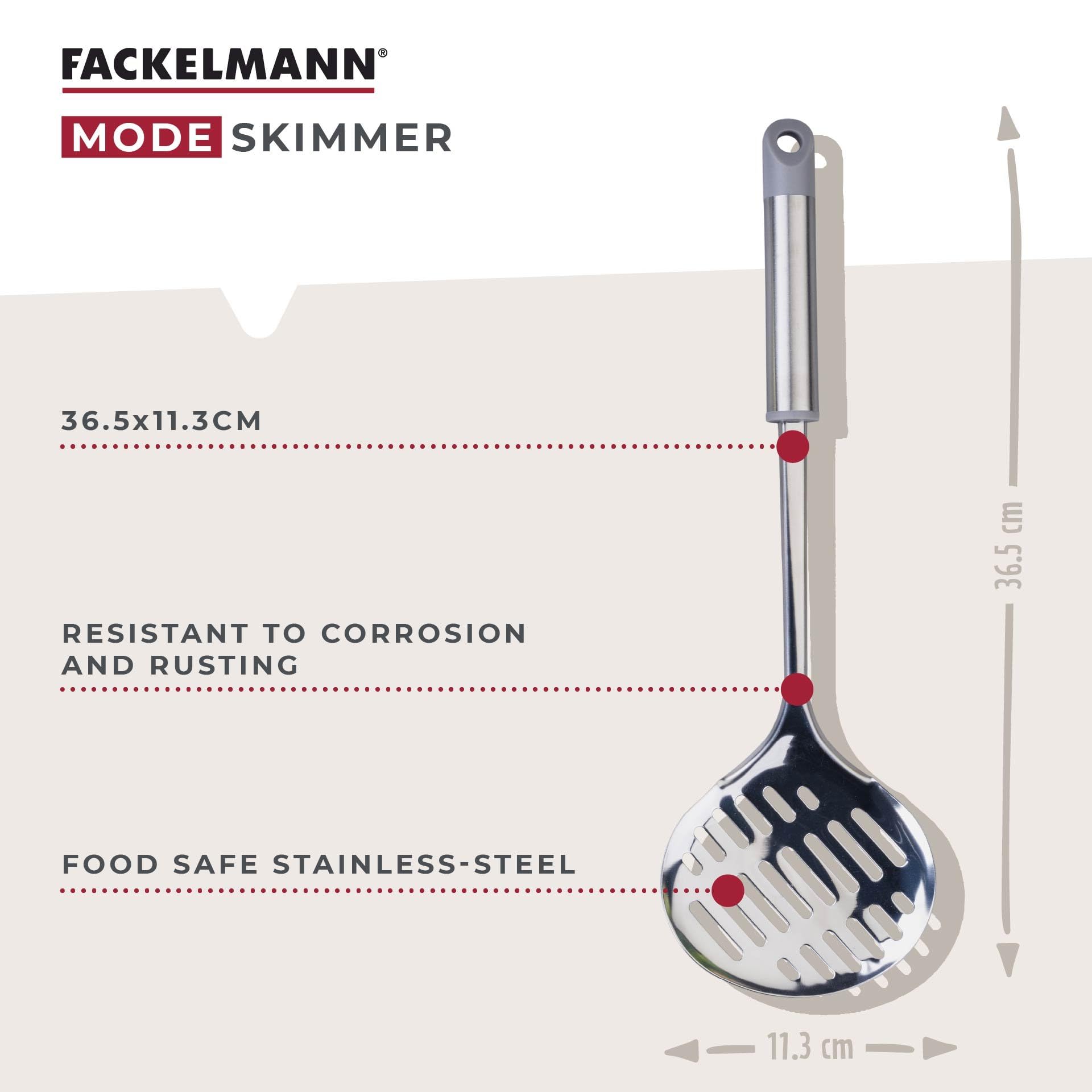 Fackelmann MODE Skimmer, Oil Skimmer & Strainer, Stainless Steel, Heat-Resistant Rounded Handle - Image 2