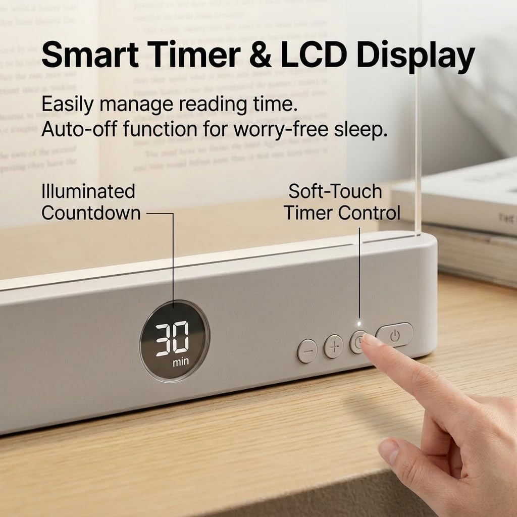 Luz Panel de Lectura LED para Libros, Panel Acrílico Ultradelgado, Multifuncional como Luz de Marcador y Luz Nocturna, Compacta y Portátil para Lectura en Cama, Estudio, Viajes o Aire Libre