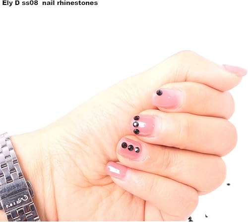 Miniatura 7 de Ely D 1440 diamantes de imitación de cristal negros con parte trasera plana gemas redondas piedras preciosas sueltas de vidrio SS08 0098in para