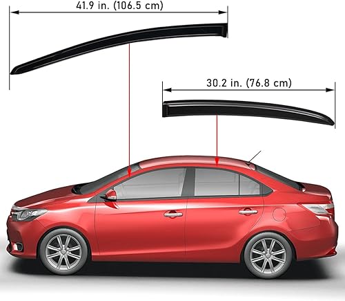 Miniatura 2 de Lightronic WV94914 - Protector de lluvia para ventana lateral de montaje exterior, humo oscuro, juego de 4 piezas, se adapta a Toyota Yaris Sedan