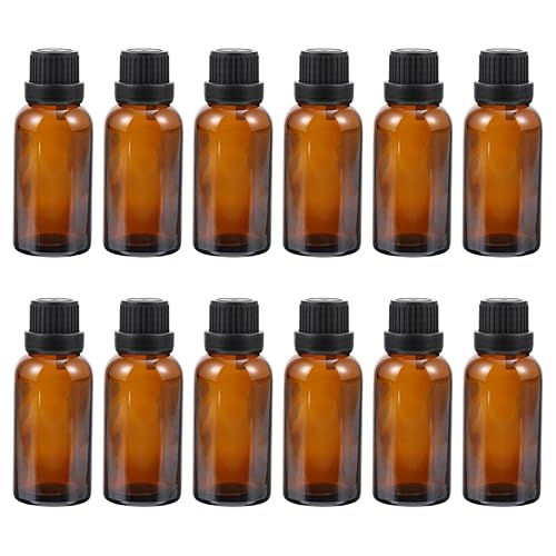 Miniatura 10 de Uonlytech Botellas de vidrio, 12 botellas de aceite esencial, botella de 1.0 fl oz con reductor de orificios, dispensador de líquido recargable para