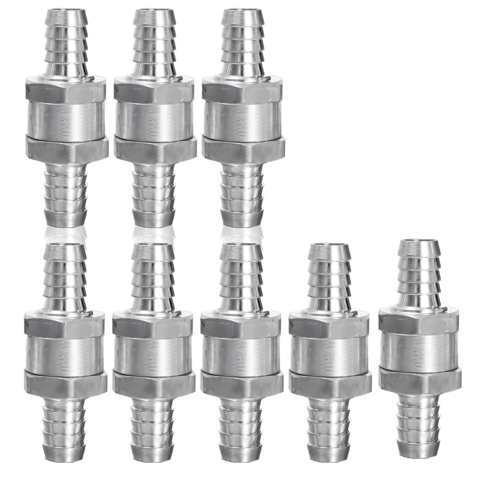 1-Way Check Valve 6/8/10/12MM Aluminium Alloy Non Return Check Valve(8pcs 12mm)