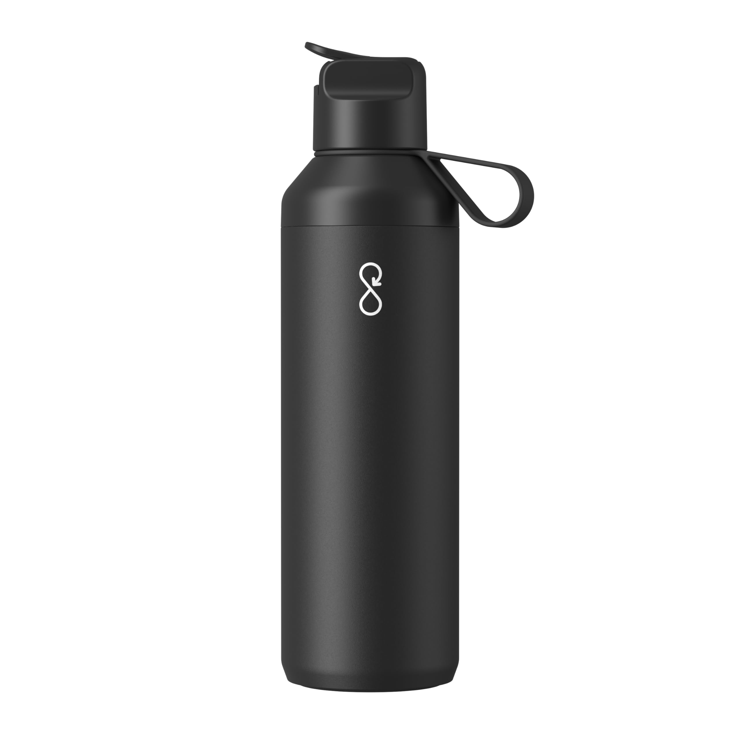 Ocean Bottle Peak GO 24 oz Water Bottle | Slim Stainless Steel Design with Straw | Leak Proof, Dishwasher Safe and BPA Free | Eco Friendly Bottle (Obsidian Black)