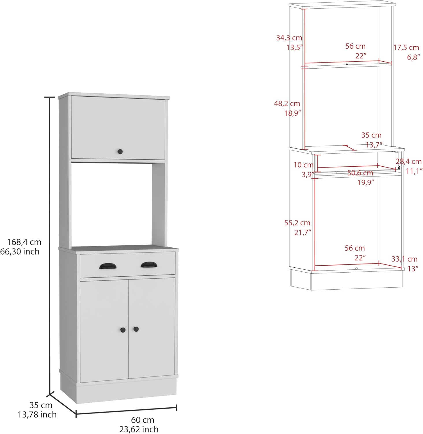 Kitchen Pantry with Drawer and 2 Cabinets