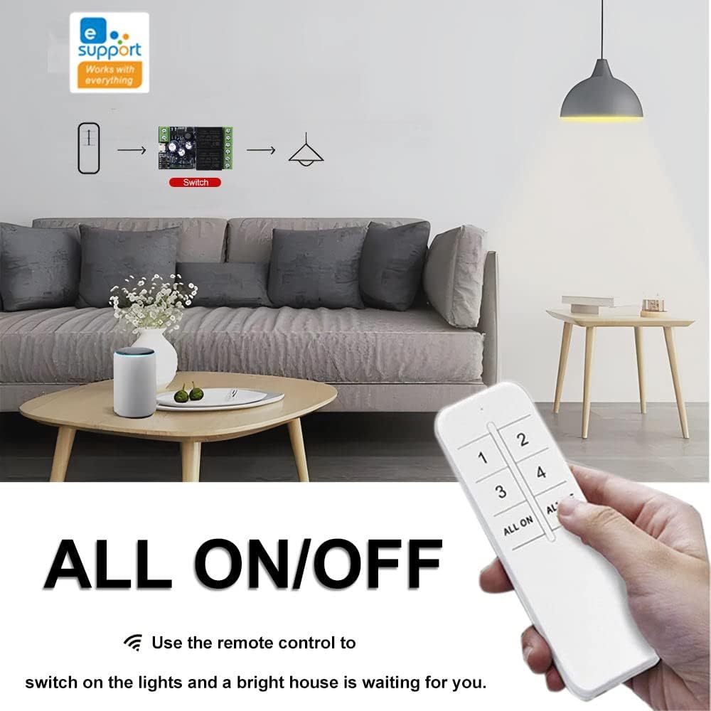 QIACHIP remote controlling a light bulb with ALL ON/OFF functionality