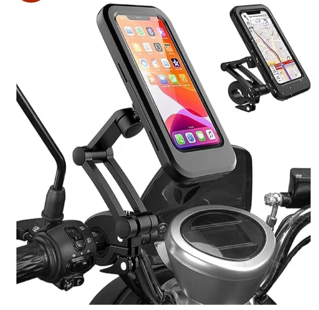 Waterproof Bike Phone Mount with 360° Adjustable Dual-Ball Joint Arm Weatherproof Case Dust and Sun Proof for Motorcycle Handlebar Navigation-picture-26
