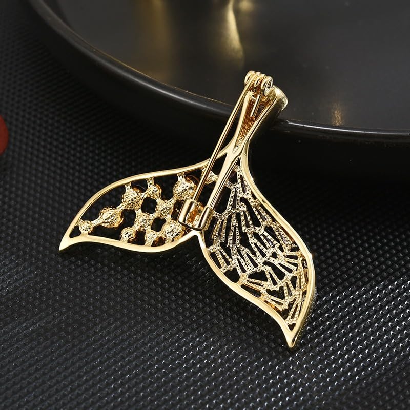 Image of Elegant Pearl Flower Designer Brooch Pins Broches Costume Jewelry For Women Fashion Christmas Gift (Mermaid Tail)