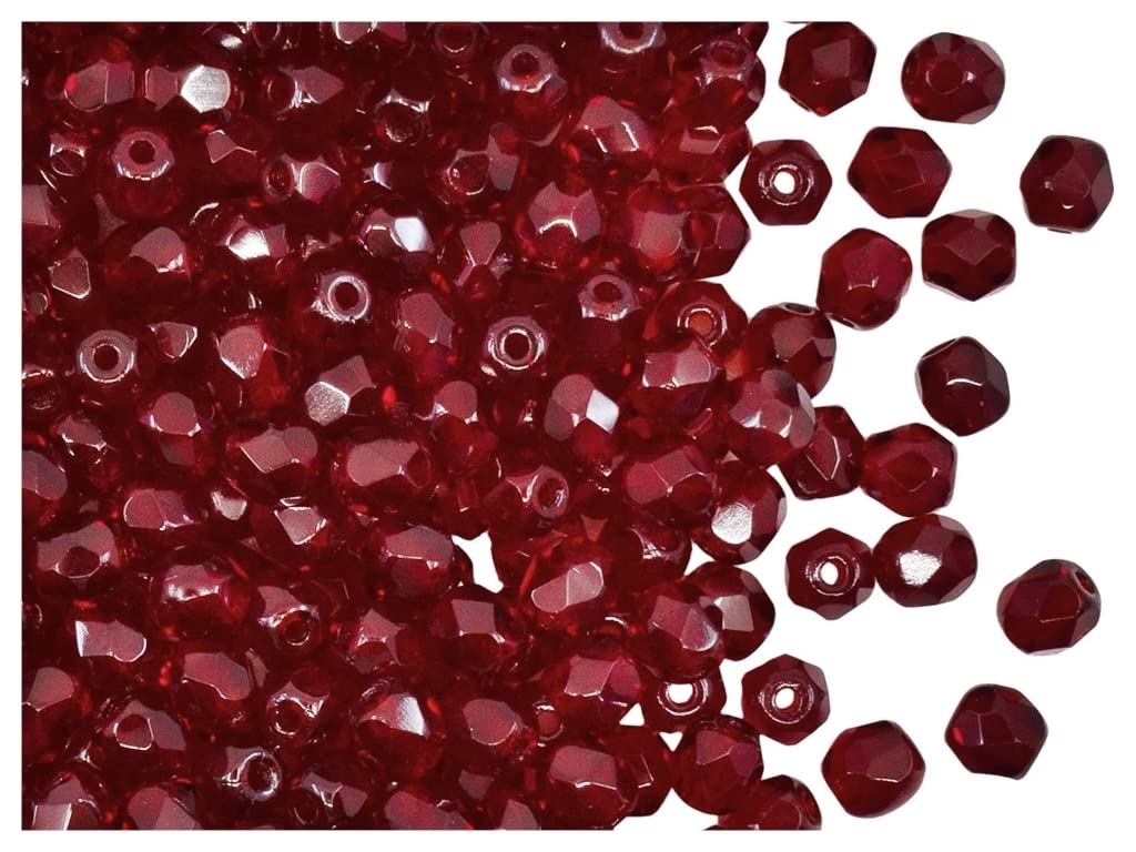 600 perline di vetro sfaccettato ceco, lucidate a fuoco, rotonde, 4 mm