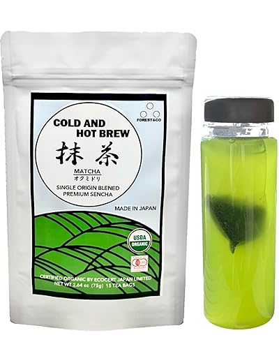 Forest & Co - Bolsa de té verde japonés, soplado en frío y preparación caliente (0.18oz x 15 bolsas de té)